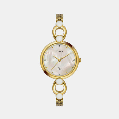 Fria Women Quartz Mother Of Pearl Dial Analog Brass Watch TWEL18101