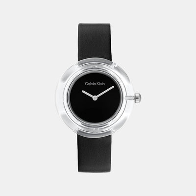 Circular Women Quartz Black Dial Analog Leather Watch 25200020