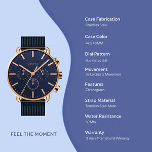 Havn-Ocean Men Quartz Blue Dial Analog Stainless Steel Watch V232GCVLML