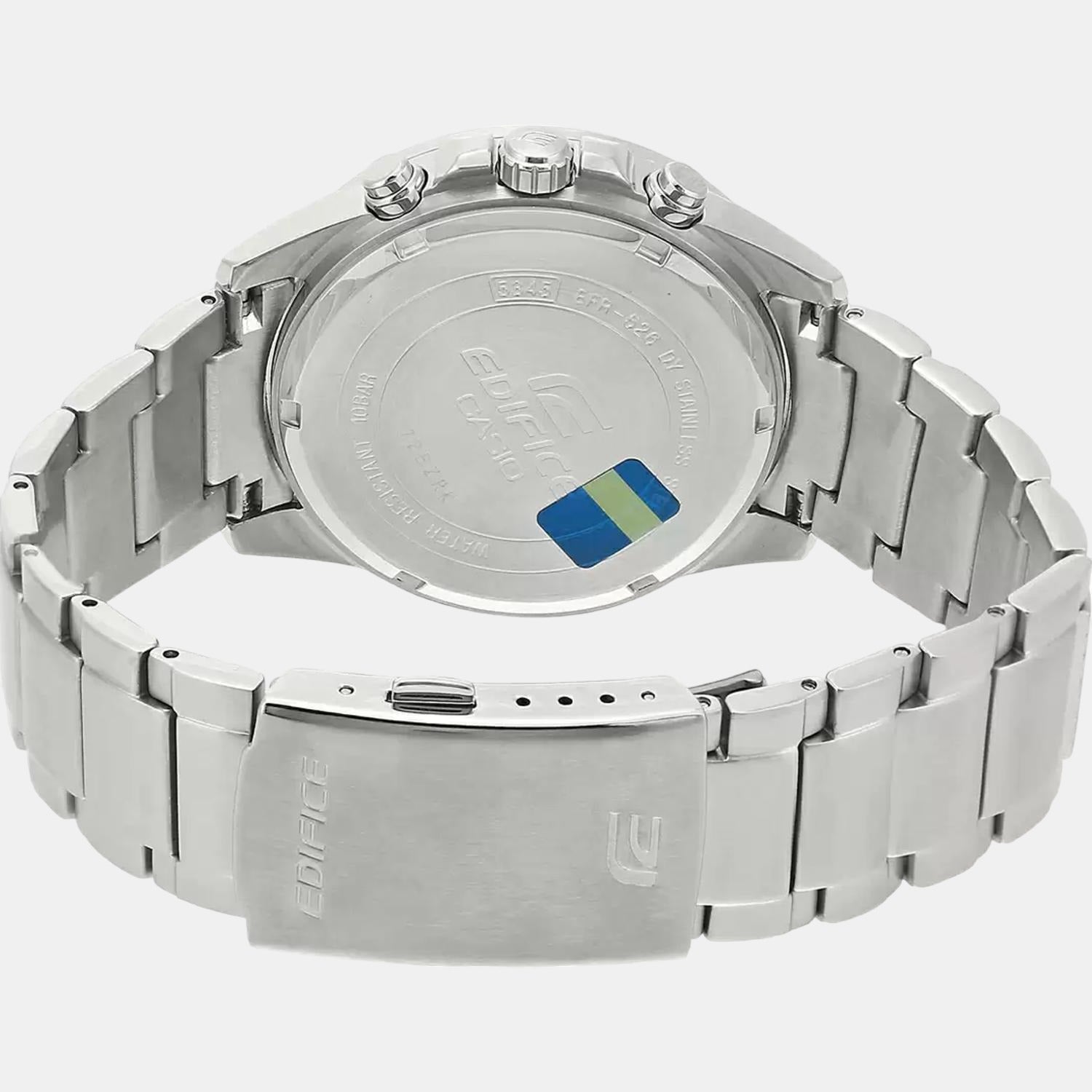 Edifice Men Quartz White Dial Chronograph Stainless Steel Watch EX095