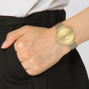 Crush Women Quartz Gold Dial Analog Mesh Watch 1540122