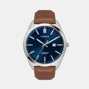 E Class Men Quartz Blue Dial Analog Leather Watch TWTG10408