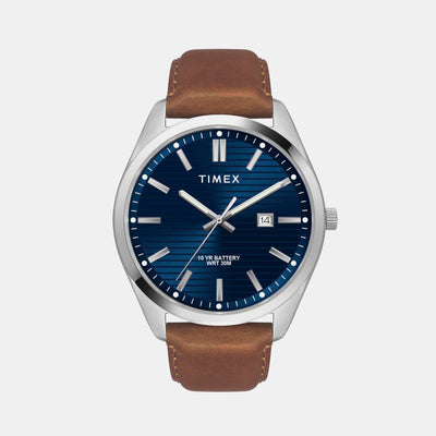 E Class Men Quartz Blue Dial Analog Leather Watch TWTG10408