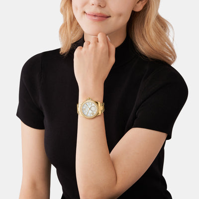 Everest Women Quartz Gold Dial Analog Stainless Steel Watch MK7401