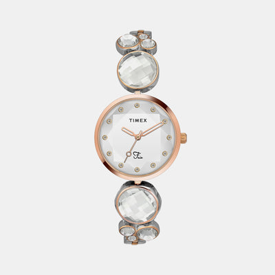 Fria Women Quartz Silver Dial Analog Brass Watch TWEL17002