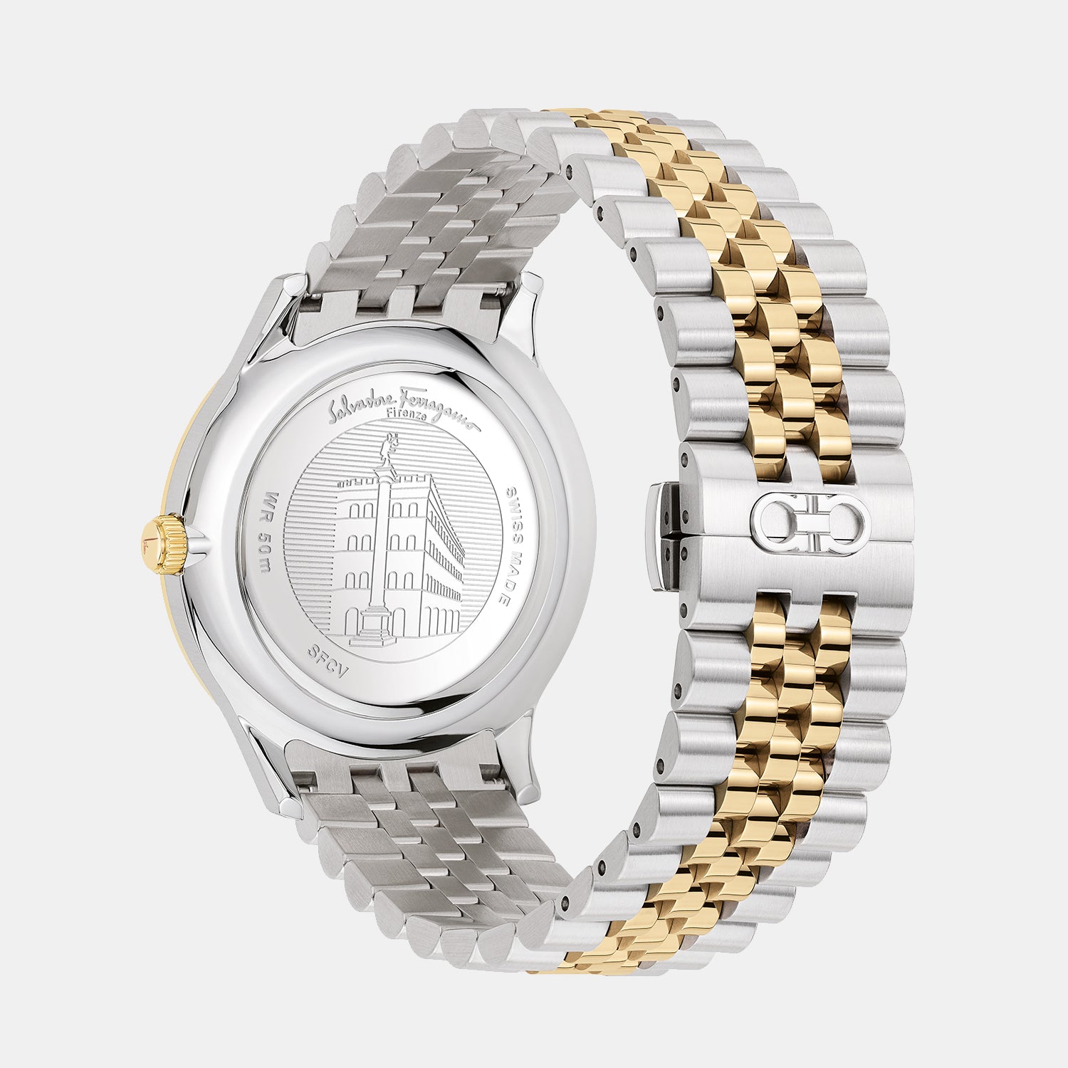 Ferragamo Duo Men Quartz Champagne Dial Analog Stainless Steel Watch SFCV00319