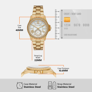 Everest Women Quartz Gold Dial Analog Stainless Steel Watch MK7401