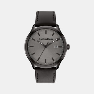 Define Men Quartz Grey Dial Analog Leather Watch 25200355