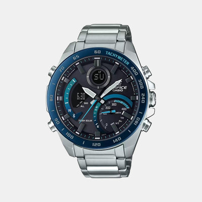 Edifice Men Quartz Black Dial Analog-Digital Stainless Steel Watch EX500