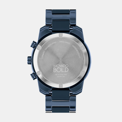 Bold Men Quartz Blue Dial Chronograph Ceramic Watch 3601117