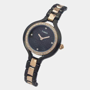 Fria Women Quartz Black Dial Analog Stainless Steel Watch TWEL14010