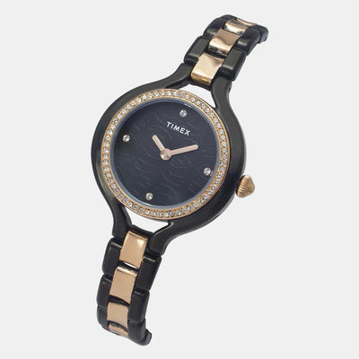 Fria Women Quartz Black Dial Analog Stainless Steel Watch TWEL14010
