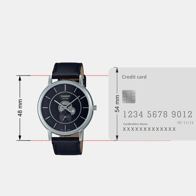 Enticer Men Quartz Black Dial Analog Leather Watch A2130