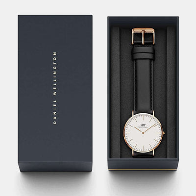 Classic Men Quartz White Dial Analog Leather Watch DW00100007