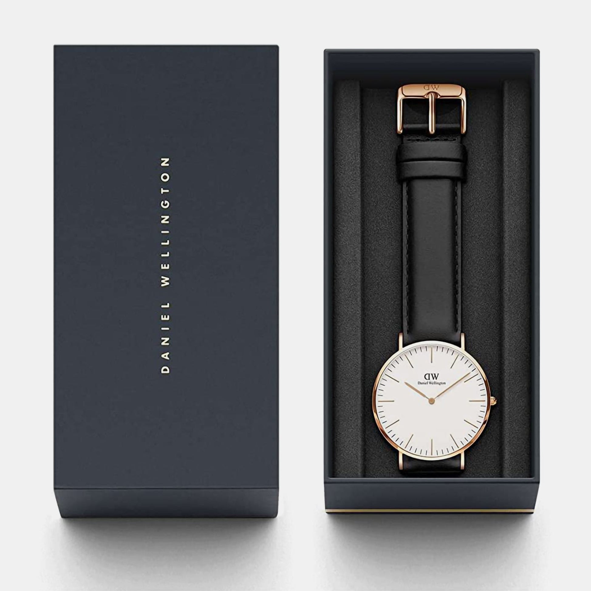 Classic Men Quartz White Dial Analog Leather Watch DW00100007