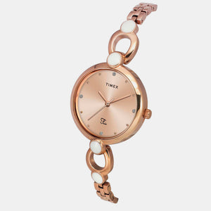 Fria Women Quartz Rose Gold Dial Analog Brass Watch TWEL18103