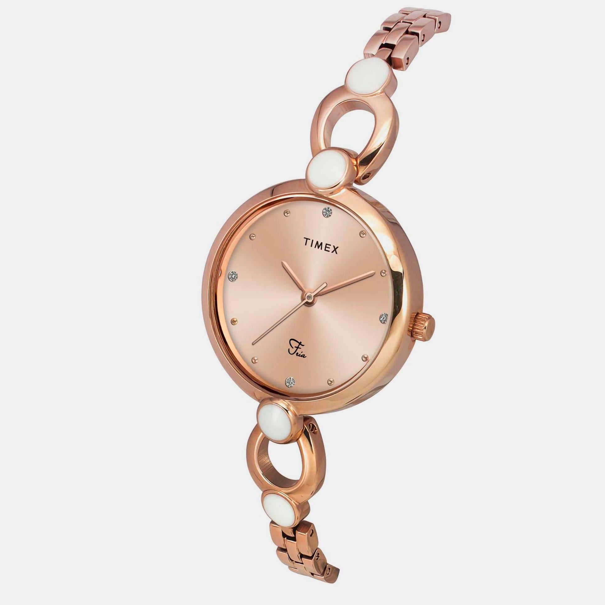 Fria Women Quartz Rose Gold Dial Analog Brass Watch TWEL18103