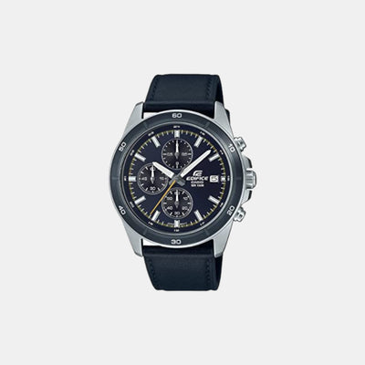 Edifice Men Quartz Blue Dial Chronograph Leather Watch ED570
