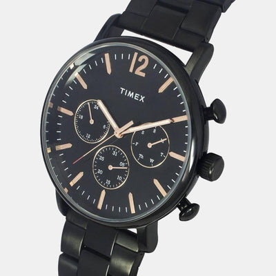 Fashion Men Quartz Black Dial Chronograph Stainless Steel Watch TWEG20010