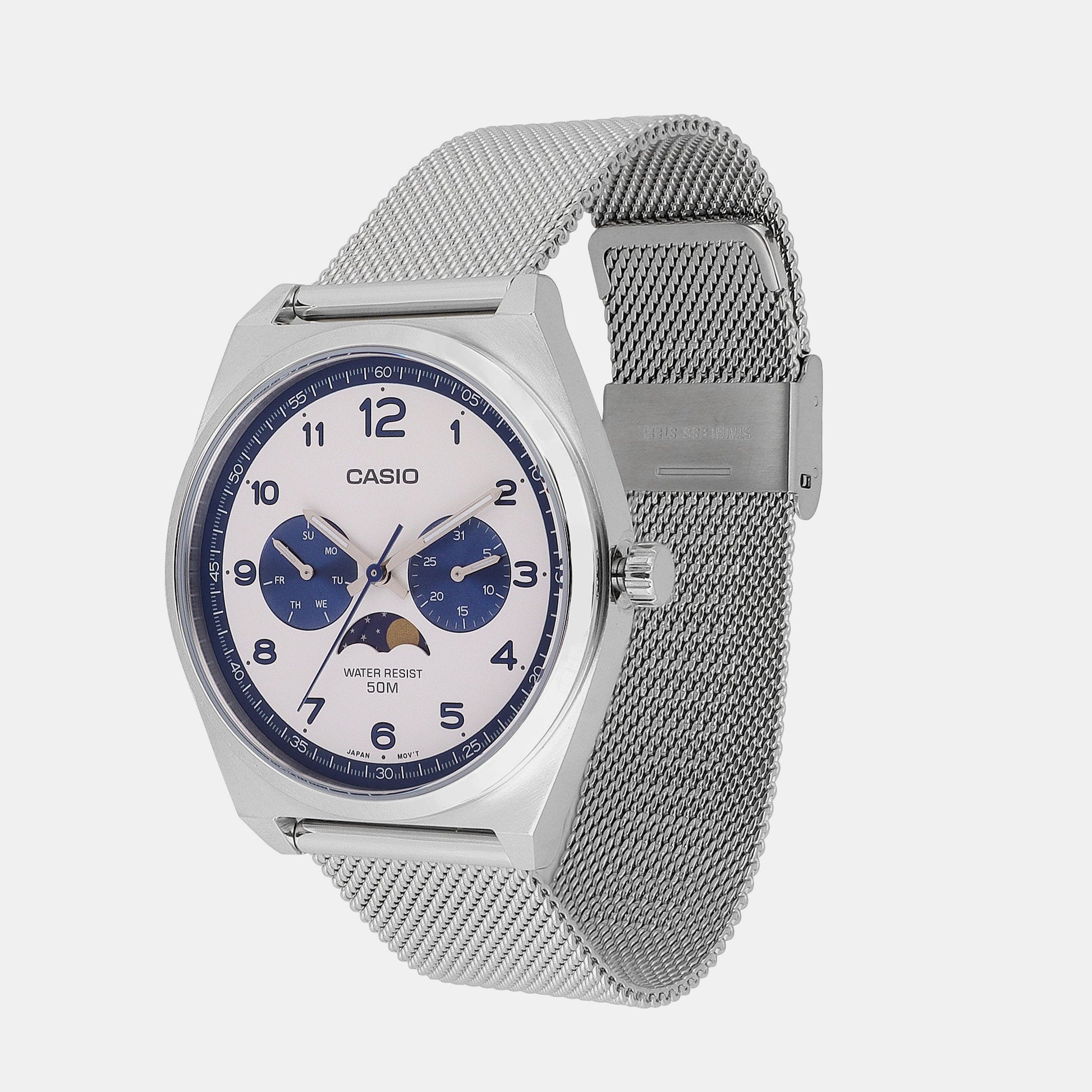 Enticer Men Quartz White Dial Chronograph Stainless Steel Watch A2180