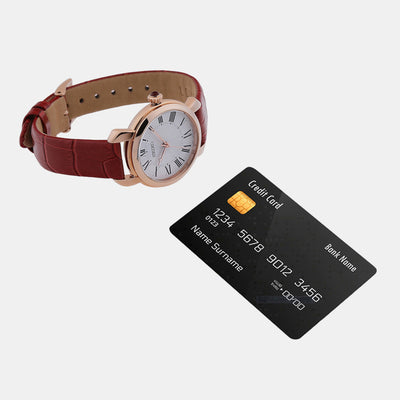 Dress Women Quartz White Dial Analog Leather Watch SUR496P1