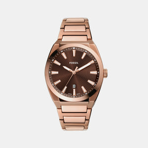 Everett Men Quartz Brown Dial Analog Stainless Steel Watch FS6028