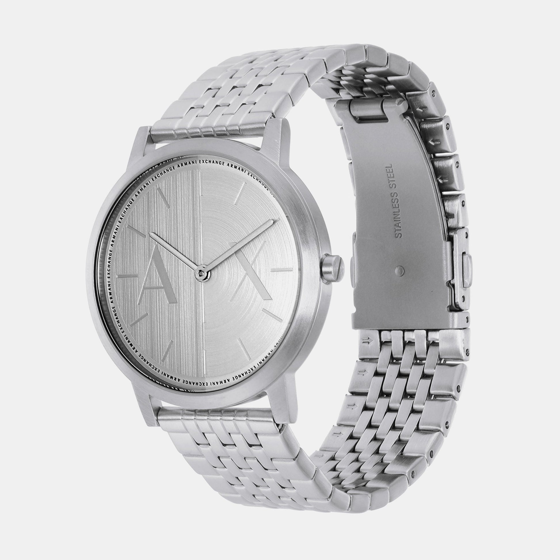Dale Men Quartz Silver Dial Analog Stainless Steel Watch AX2870