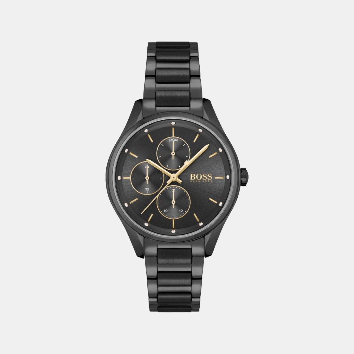 Grand Course Women Quartz Black Dial Analog Stainless Steel Watch 1502605