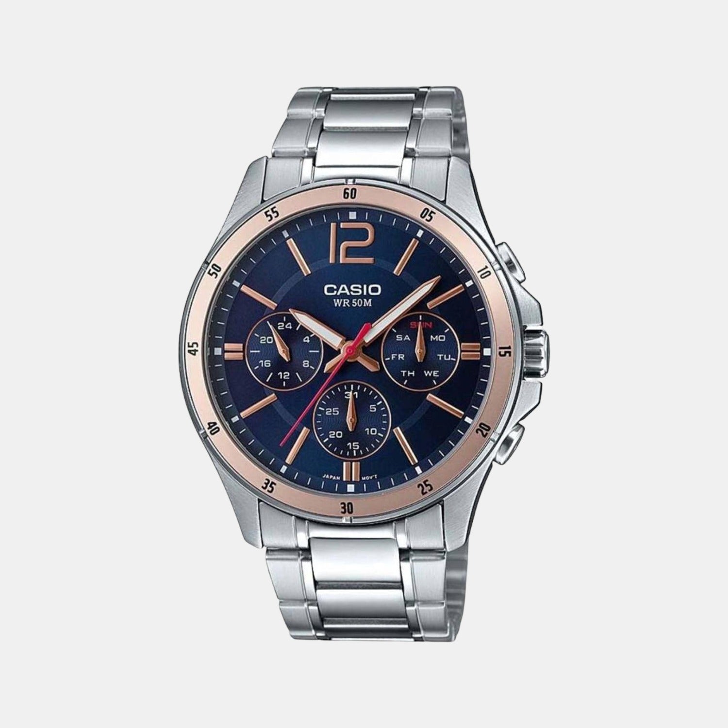Enticer Men Quartz Blue Dial Chronograph Stainless Steel Watch A1885