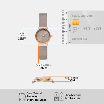Freja Lille Women Quartz Grey Dial Analog Leather Watch SKW3005