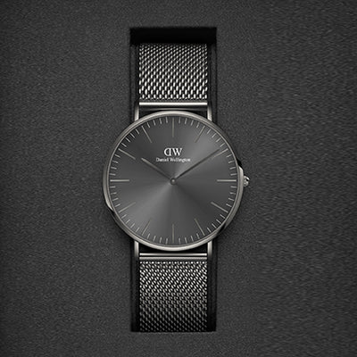 Classic Men Quartz Grey Dial Analog Stainless Steel Watch DW00100630K