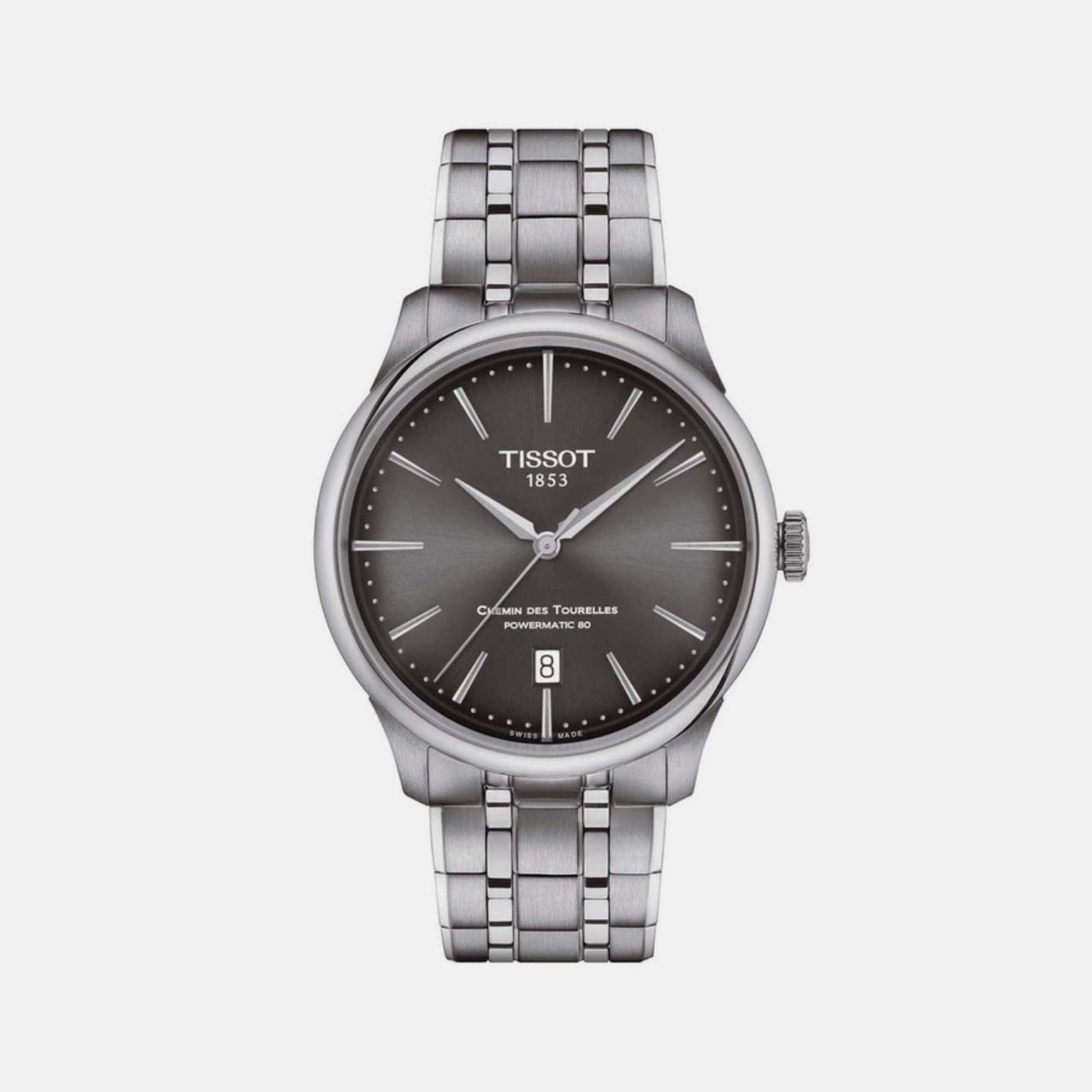Chemin Des Tourelles Men Automatic Grey Dial Analog Stainless steel Watch T1398071106100