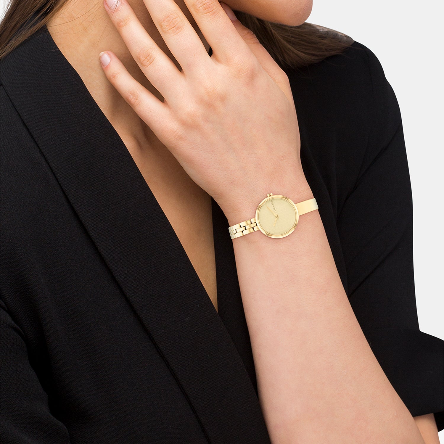 Bangled Women Quartz Champagne Dial Analog Stainless Steel Watch 25200279