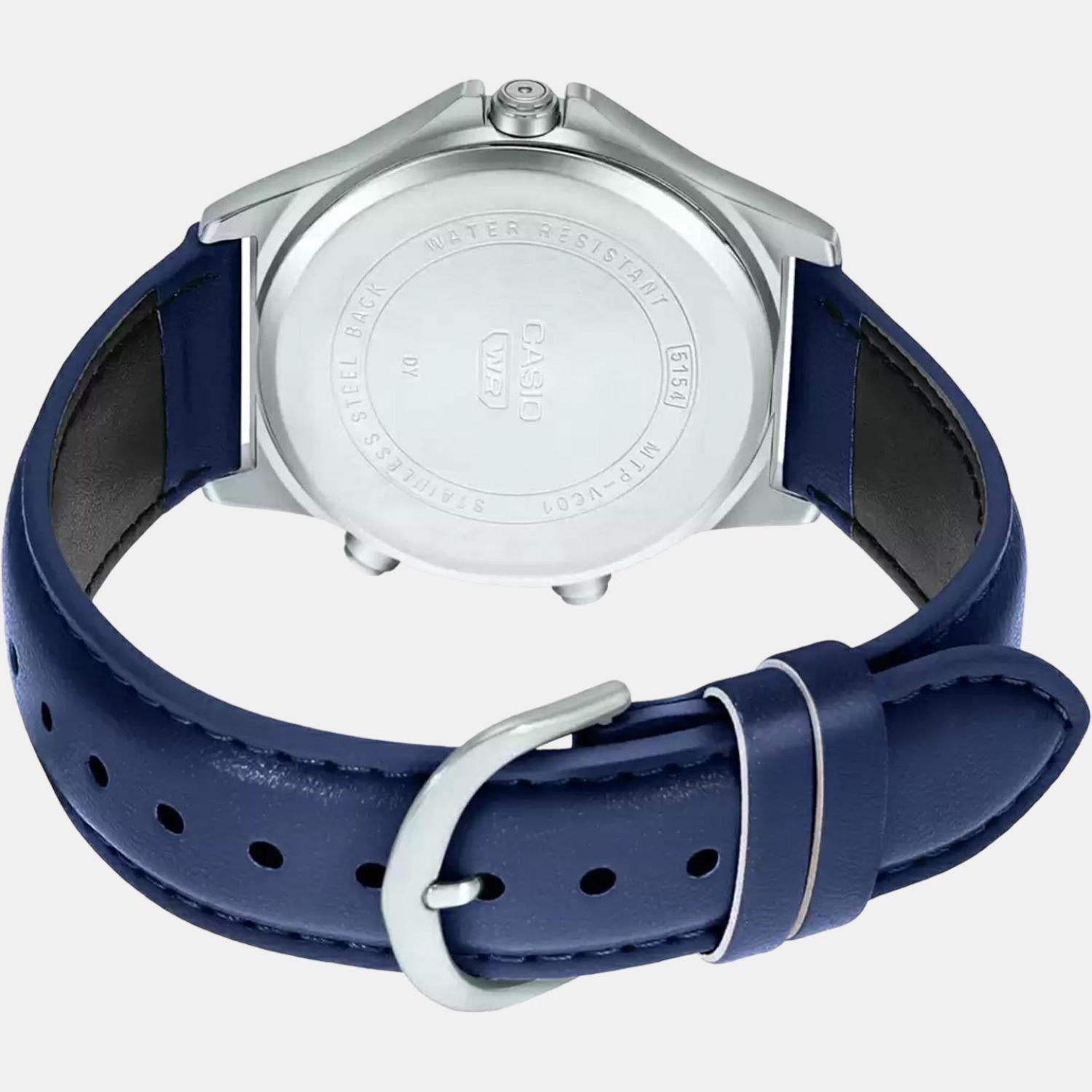 Enticer Men Quartz Blue Dial Analog Leather Watch A1928