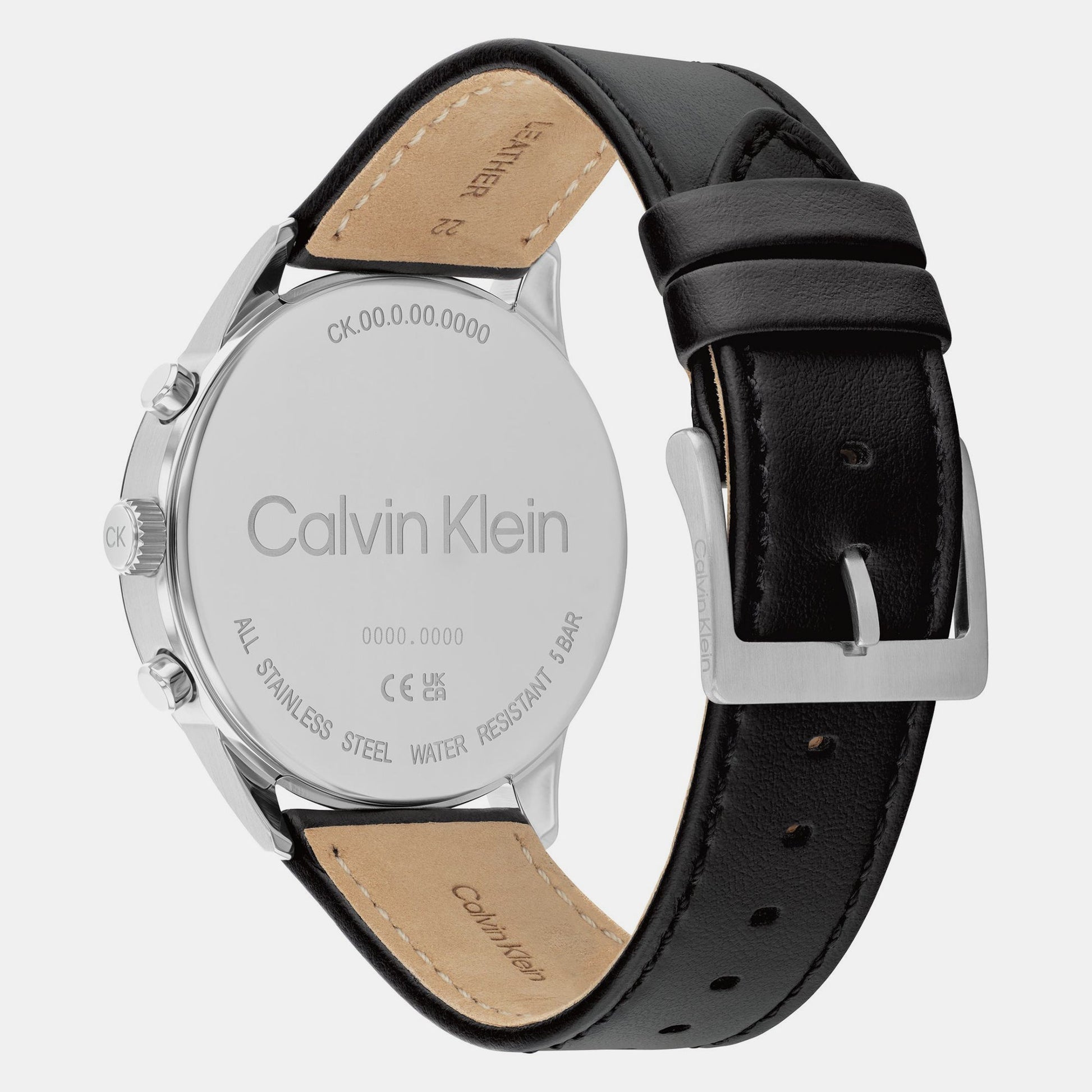 Ck Infinite Men Quartz Grey Dial Chronograph Leather Watch 25200379