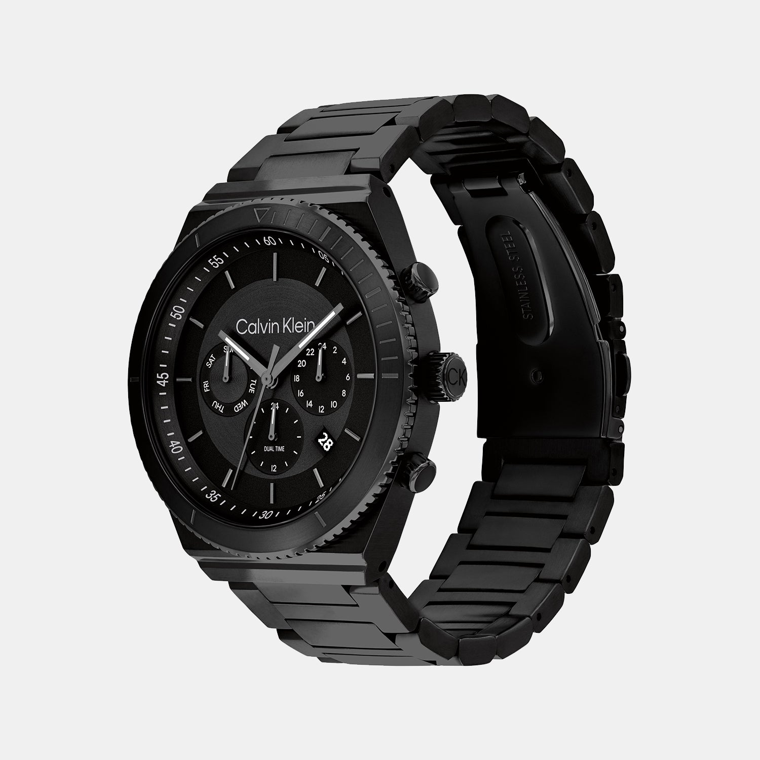 Ck Fearless Men Quartz Black Dial Chronograph Stainless Steel Watch 25200303