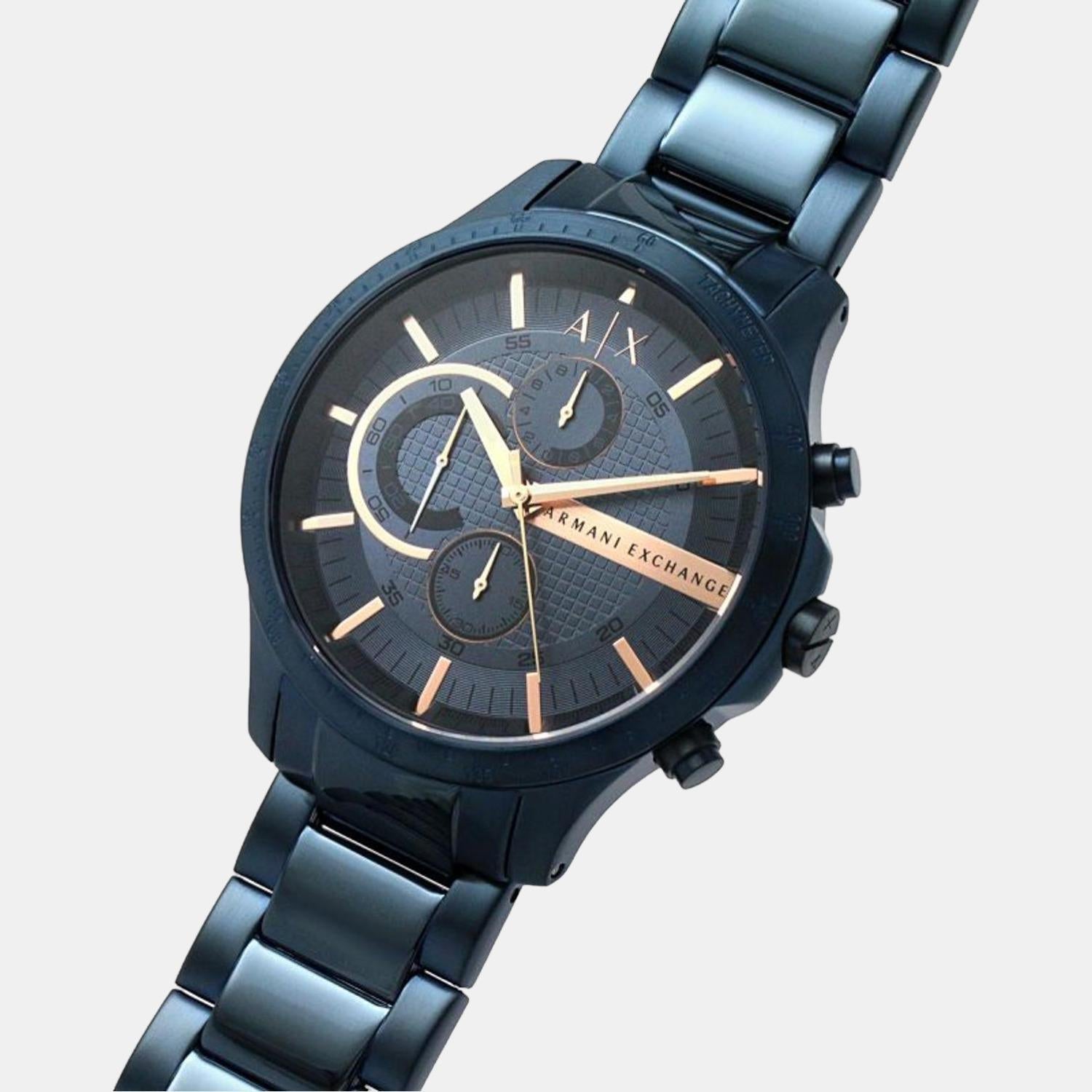 Hampton Men Quartz Blue Dial Chronograph Stainless Steel Watch AX2430