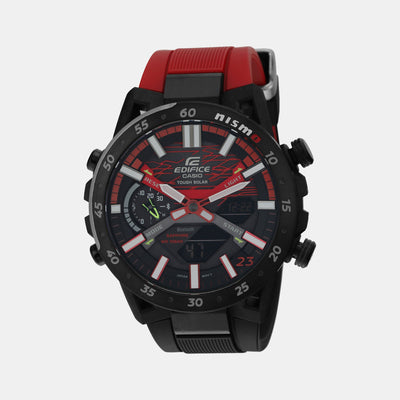Edifice Men Quartz Black Dial Analog-Digital Resin Watch ED579