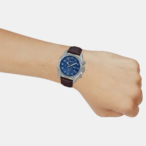 Enticer Men Quartz Blue Dial Chronograph Leather Watch A2150