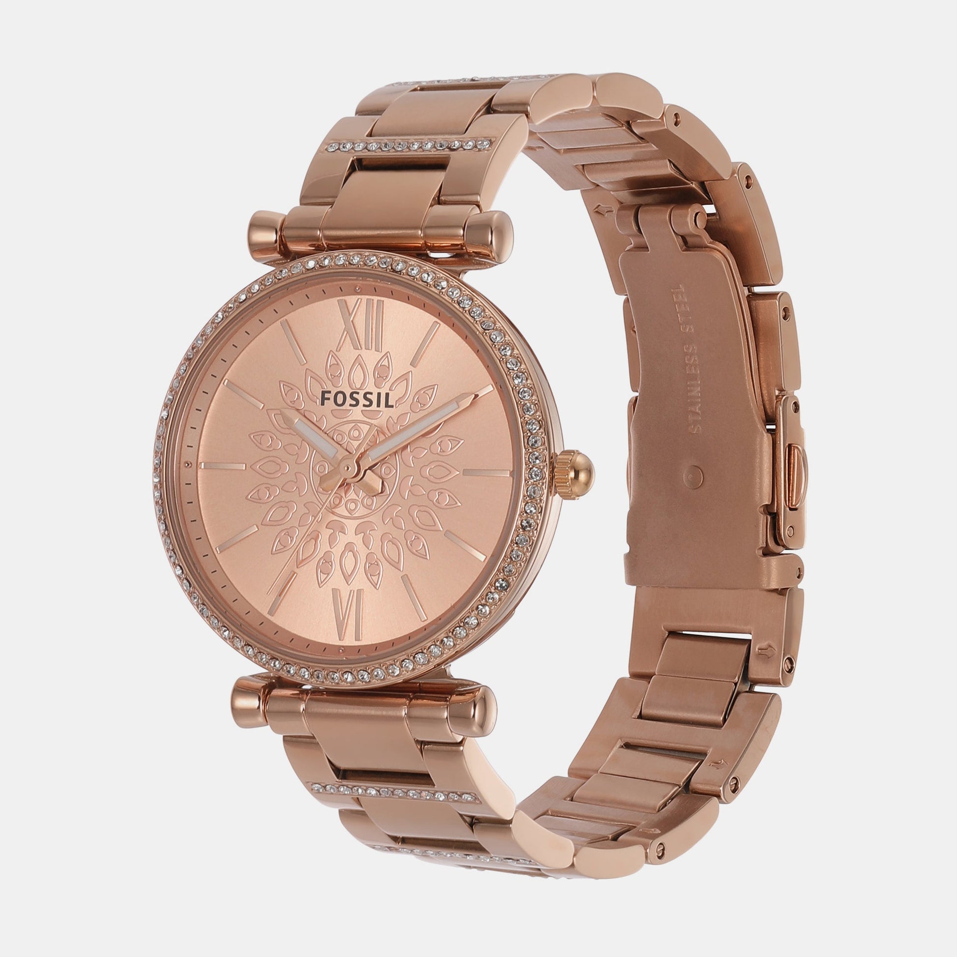 Carlie Women Quartz Rose Gold Dial Analog Stainless Steel Watch ES5317