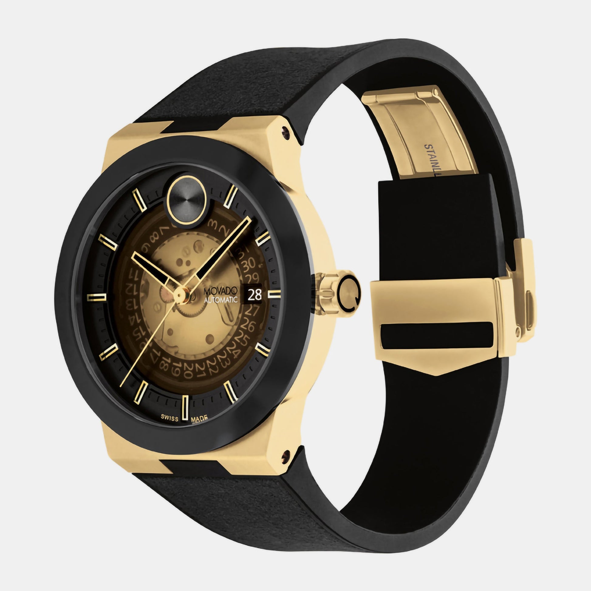 Bold Men Automatic Transparent Dial Analog Fabric Watch 3600927