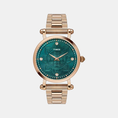 Fria Women Quartz Green Dial Analog Stainless Steel Watch TWEL14303