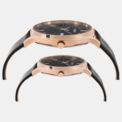 Classics Couple Quartz Black Dial Analog Leather Watch TW00PR301