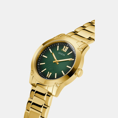 Crescent Men Quartz Green Dial Analog Stainless Steel Watch GW0574G2