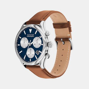 Heritage Men Quartz Blue Dial Chronograph Leather Watch 3650161