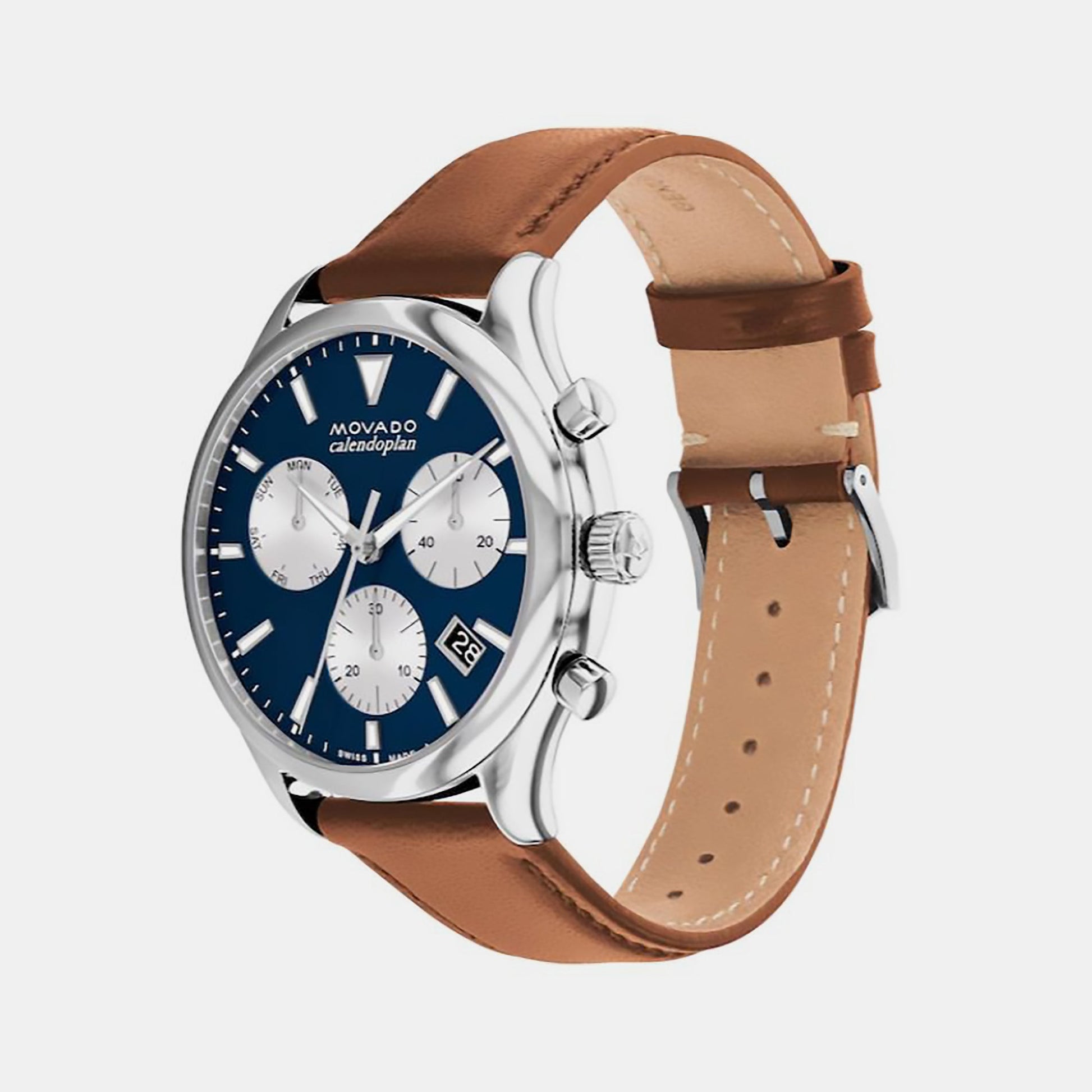 Heritage Men Quartz Blue Dial Chronograph Leather Watch 3650161