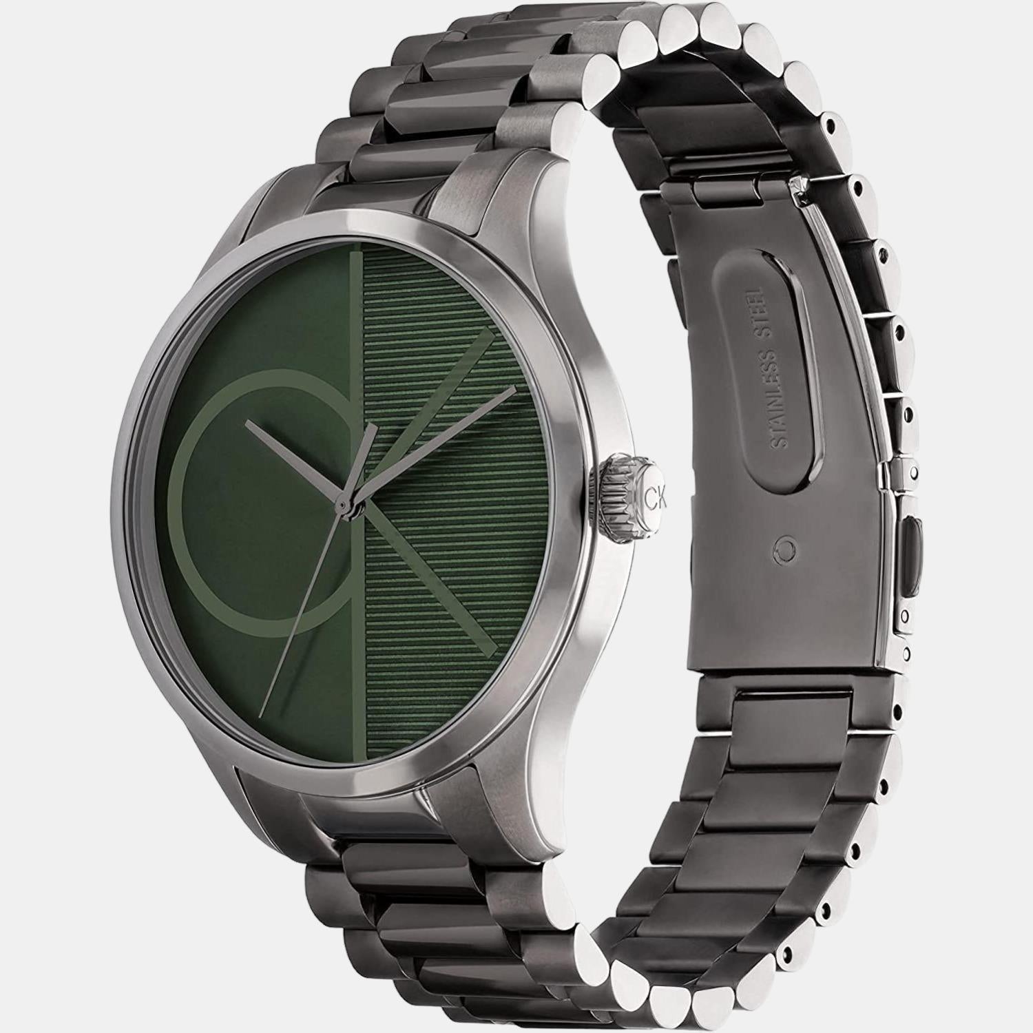 Ck Iconic Unisex Quartz Green Dial Analog Stainless Steel Watch 25200164