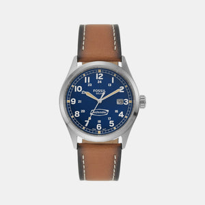 Defender Men Solar Blue Dial Analog Leather Watch FS5975