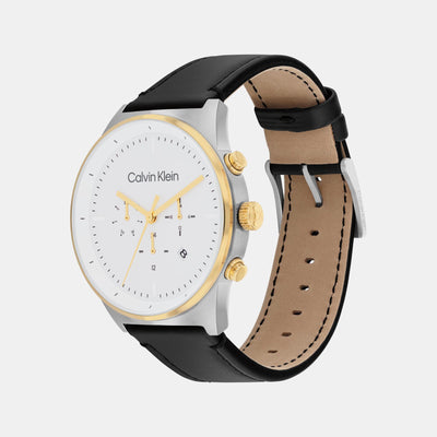 Ck Impressive Men Quartz White Dial Chronograph Leather Watch 25200299
