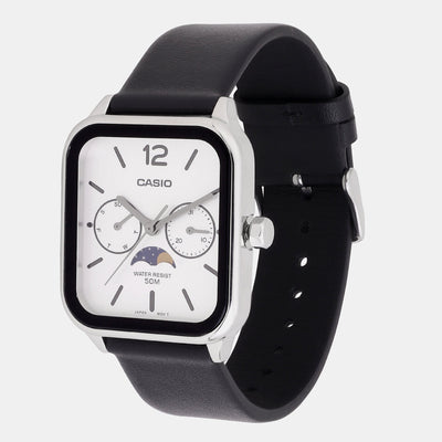 Enticer Men Quartz White Dial Chronograph Leather Watch A2186